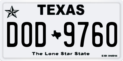TX license plate DOD9760