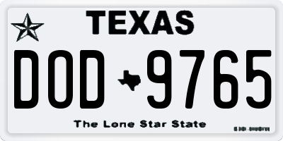 TX license plate DOD9765