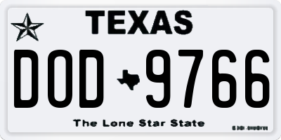 TX license plate DOD9766