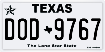 TX license plate DOD9767
