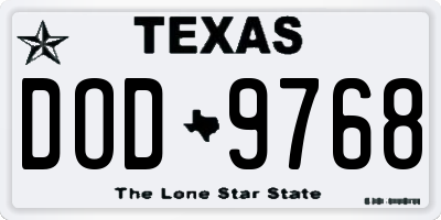 TX license plate DOD9768
