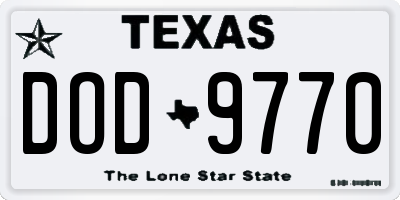 TX license plate DOD9770