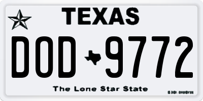 TX license plate DOD9772