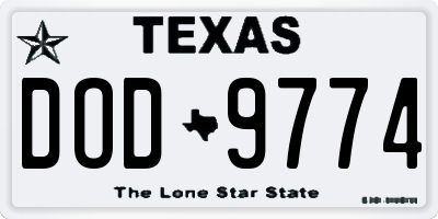 TX license plate DOD9774