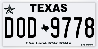 TX license plate DOD9778