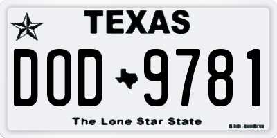 TX license plate DOD9781