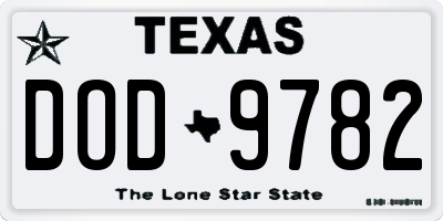 TX license plate DOD9782