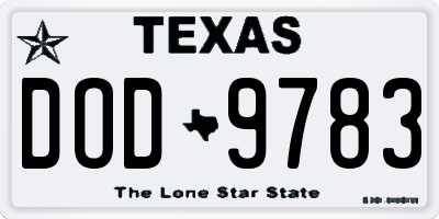 TX license plate DOD9783