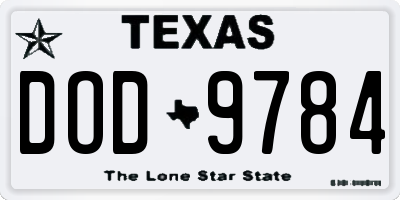 TX license plate DOD9784