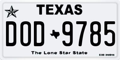 TX license plate DOD9785