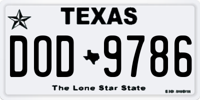 TX license plate DOD9786
