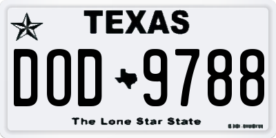 TX license plate DOD9788