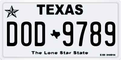 TX license plate DOD9789