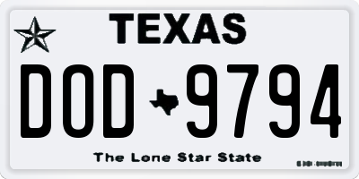 TX license plate DOD9794