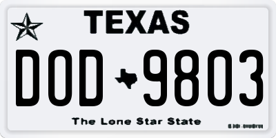 TX license plate DOD9803