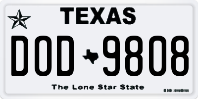 TX license plate DOD9808