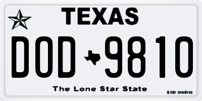 TX license plate DOD9810
