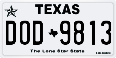 TX license plate DOD9813