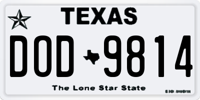 TX license plate DOD9814