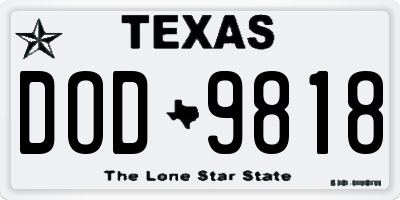 TX license plate DOD9818