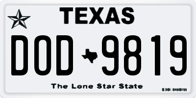 TX license plate DOD9819