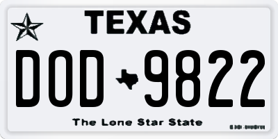 TX license plate DOD9822