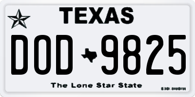 TX license plate DOD9825