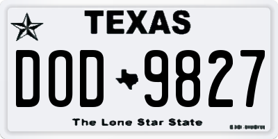 TX license plate DOD9827