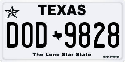 TX license plate DOD9828