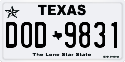 TX license plate DOD9831