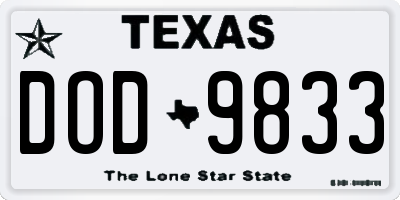 TX license plate DOD9833