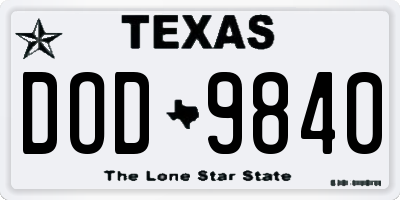 TX license plate DOD9840