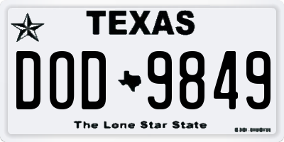 TX license plate DOD9849
