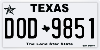 TX license plate DOD9851