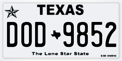 TX license plate DOD9852