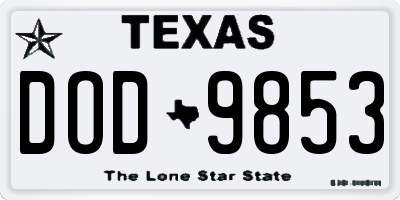 TX license plate DOD9853