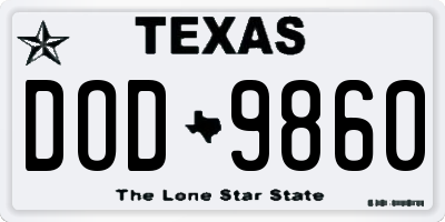 TX license plate DOD9860