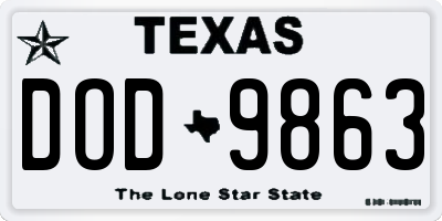 TX license plate DOD9863