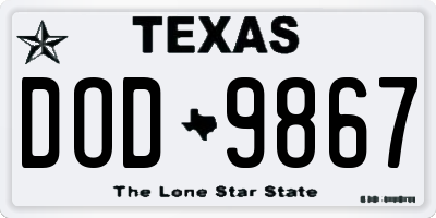 TX license plate DOD9867