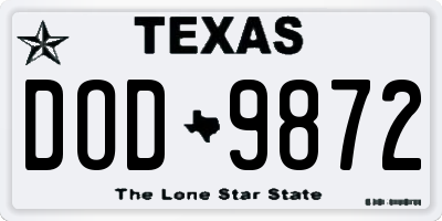TX license plate DOD9872