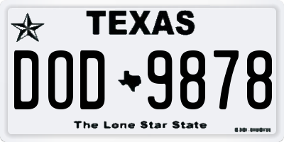 TX license plate DOD9878