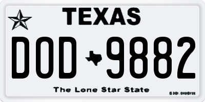 TX license plate DOD9882