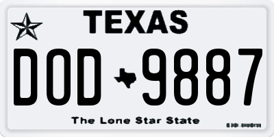TX license plate DOD9887