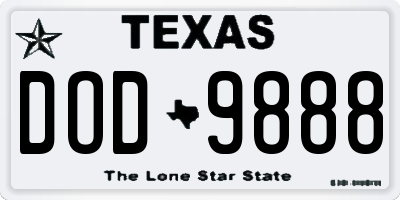 TX license plate DOD9888