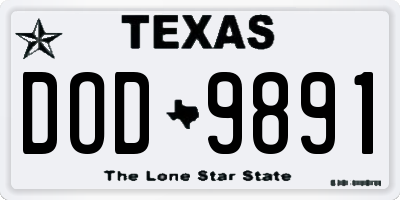 TX license plate DOD9891