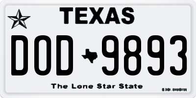 TX license plate DOD9893
