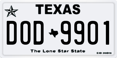 TX license plate DOD9901