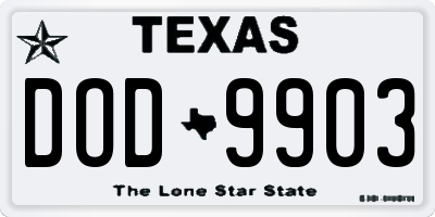 TX license plate DOD9903