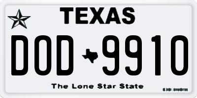 TX license plate DOD9910