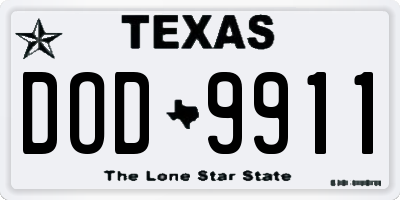 TX license plate DOD9911
